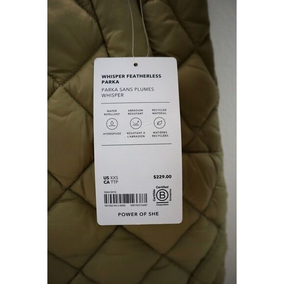 Athleta Women's Sz 2XS Gold/Neutral Whisper Featherless Puffer Parka - Picture 3 of 16
